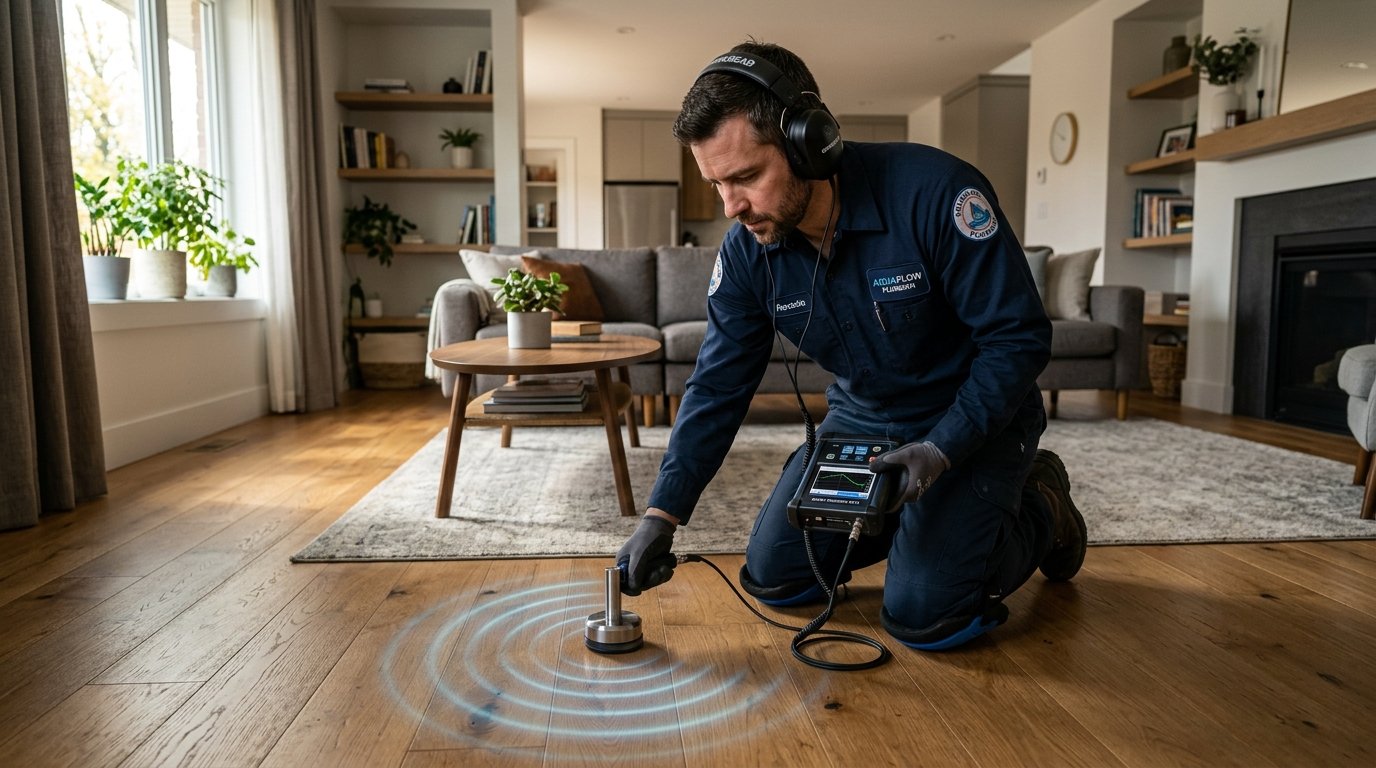 Acoustic electronic slab leak detection in Santa Ana home